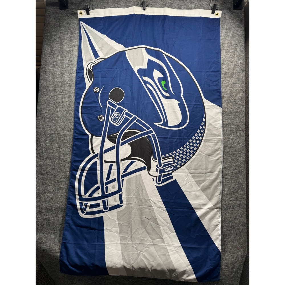 Vintage Seattle Seahawks Football Helmet Flag Banner 3x5 Fremont Die